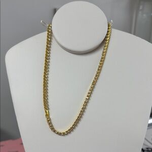 Elegant Gold Tennis Necklace 18”